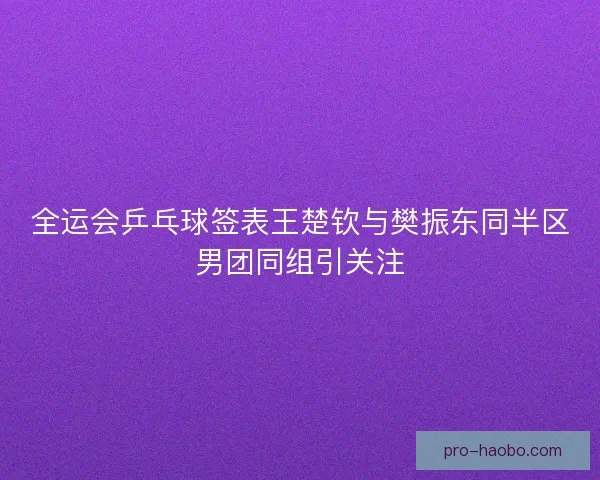 全运会乒乓球签表王楚钦与樊振东同半区男团同组引关注